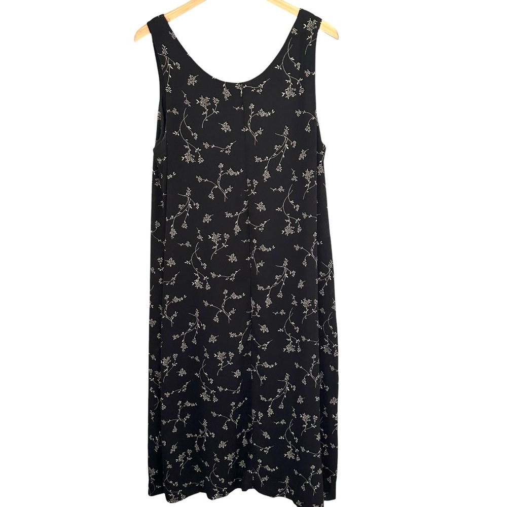 🌷 Vintage 90’s Black Floral Sleeveless Maxi Dress Jumper Size 16 - Picture 2 of 6